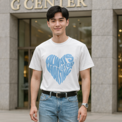 Áo Thun Unisex Cổ Tròn In Chữ Hình Trái Tim Trước Áo Size 40-80kg - AB535