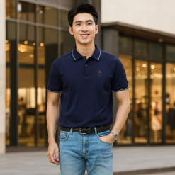 Áo Thun Polo Nam Phối Sọc Thêu Logo Con Ngựa Trước Ngực Có Big Size - CS291