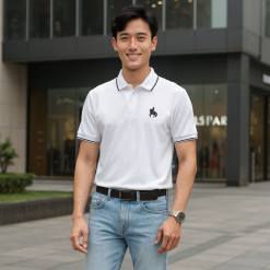 Áo Thun Polo Nam Phối Sọc Thêu Logo Con Ngựa Trước Ngực Có Big Size - CS291