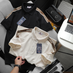 Áo Thun Polo Nam Phối Sọc Chữ Ở Vai Áo Có Big Size - CS292