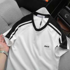 Set Bộ Nam Áo Thun Cổ Tròn Phối Sọc Vai Áo Và Thêu Chữ Pack Trước Ngực + Quần Short Thun Nam Phối Sọc Hai Bên Quần Có Big Size - SBN149