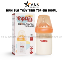 Bình Sữa Thủy Tinh Top Gia Kid 180ml Núm Ti Silicone Mềm - BSCB01