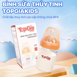 Bình Sữa Thủy Tinh Top Gia Kid 180ml Núm Ti Silicone Mềm - BSCB01