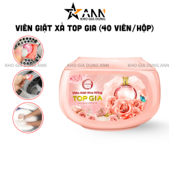 Viên Giặt Top Gia Hương Hoa Hồng - Hộp 40 Viên Giặt Quần Áo - VGQA02