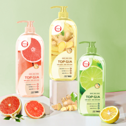 Combo 3 Chai Nước Rửa Chén Top Gia Hương Chanh Tươi - Hương Gừng- Hương Bưởi Hồng 1kg/chai - NRC02