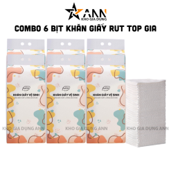 Set 6 Túi Khăn Giấy Rút Treo Tường 4 Lớp Top Gia 1 Túi 1280 Tờ Đa Năng 34x8x16cm - KGR08