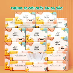 1 Thùng 40 Gói Khăn Giấy Ăn Sắc Màu Top Gia Loại Nhỏ - KGR15