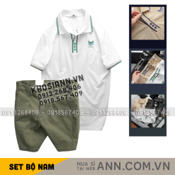 Set Bộ Nam - Áo Thun Nam Pack Horse Polo Cổ Bẻ In Logo Chữ Prefect Và Quần Short Kaki Co Giãn Phối Nút Cao Cấp (Có Size 36) - SBN155