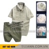 Set Bộ Nam - Áo Thun Nam Polo Phối Hoạ Tiết Kẻ Sọc Và Quần Short Kaki Co Giãn Phối Nút Cao Cấp (Có Size 36) - SBN156