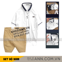 Set Bộ Nam - Áo Thun Nam Polo Cổ Bẻ Tay Ngắn Viển Bo - Quần Short Kaki Co Giãn Phối Nút Cao Cấp (Có Size 36) - SBN168