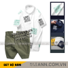 Set Bộ Nam - Áo Thun Nam Polo Cổ Bẻ In Chữ Summer Bền Đẹp Và Quần Short Kaki Co Giãn Phối Nút Cao Cấp (Có Size 36) - SBN177