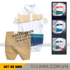 Set Bộ Nam - Áo Thun Nam Polo Cổ Bẻ Vải Thun Cá Sấu Poly Phối Kẻ Sọc Màu Và Quần Short Kaki Co Giãn Phối Nút Cao Cấp (Có Size 36) - SBN179