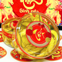Vỏ Bưởi Chanh Dây Sấy Dẻo 150g Hộp Tròn Nhỏ Hộp Quà Tết 2026 - VBCDSDHTN150G