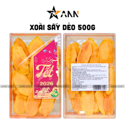 Xoài Sấy Dẻo Nguyên Vị 500g - Hộp Chữ Nhật Lớn Hộp Quà Tết 2026 - XSDHCN500G
