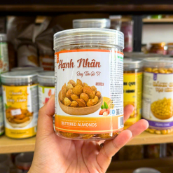 Hạnh Nhân Sấy Tẩm Vị - Hạnh Nhân Rang Bơ Vỏ Dày Thơm Ngon 300g - Hũ Pet - HNRBHP300G
