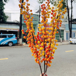 Cành Đông Đào 12 Nhánh Trái Mọng Vàng Dài 90cm - NGOVNG