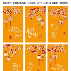 60 BAO LÌ XÌ NHUNG BẢN TO( CHỌN ĐƯỢC 10 HÌNH - 1 HÌNH 6 CÁI) nhiều hình - 60BAOLX