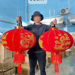 2 LỒNG ĐÈN NHUNG KẺ TẾT 80CM(Giá 2 cái) - 2LNGNNHUNG