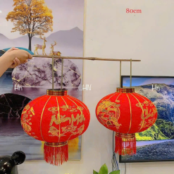 2 LỒNG ĐÈN NHUNG KẺ TẾT 80CM(Giá 2 cái) - 2LNGNNHUNG