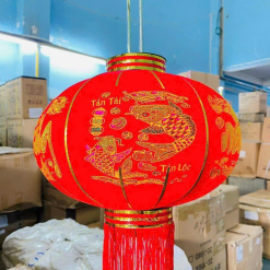 2 LỒNG ĐÈN NHUNG KẺ TẾT 80CM(Giá 2 cái) - 2LNGNNHUNG