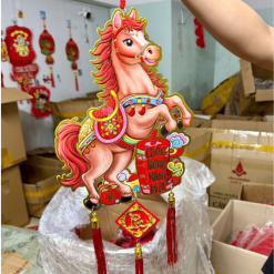 Dây Treo Ngựa Nhung Ánh Kim - Dây Treo Trang Trí Tết 22x62 cm - DTTT01