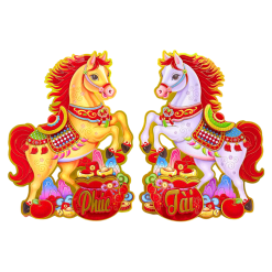 Cặp 2 Tranh Dán Cửa Ngựa - Tranh Dán Trang Trí Tết 50cm - TDC02