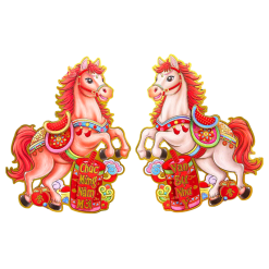 Cặp 2 Tranh Dán Cửa Ngựa - Tranh Dán Trang Trí Tết 50cm - TDC02