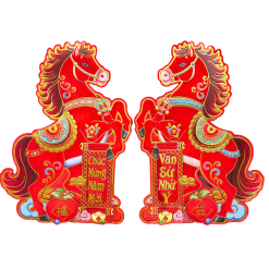 Cặp 2 Tranh Dán Cửa Ngựa - Tranh Dán Trang Trí Tết 80cm - TDC04