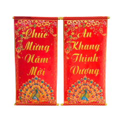 Cặp 2 Câu Đối Đỏ Hình Công Treo Tường Trang Trí Tết 35x75cm - CDTT01