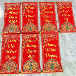 Cặp 2 Câu Đối Đỏ Hình Công Treo Tường Trang Trí Tết 35x75cm - CDTT01