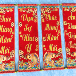 Cặp 2 Câu Đối Cá Chép 3d - Câu Đối Đỏ Trang Trí Tết 30x90cm - CDTT03