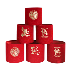 Cặp 2 Trụ Nhung Đỏ Cắm Hoa In Chữ - Hộp Cắm Hoa Đỏ Trang Trí Tết - BCH01