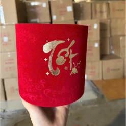 Cặp 2 Trụ Nhung Đỏ Cắm Hoa In Chữ - Hộp Cắm Hoa Đỏ Trang Trí Tết - BCH01