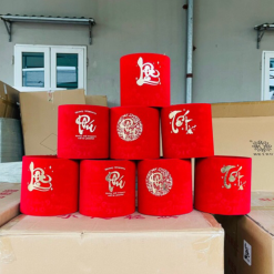 Cặp 2 Trụ Nhung Đỏ Cắm Hoa In Chữ - Hộp Cắm Hoa Đỏ Trang Trí Tết - BCH01