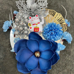 Set Phụ Kiện Trang Trí Hoa Mộc Lan - Mẹt Tre Hoa Treo Tường - Phên Tre Trang Trí Tết - MTTT06