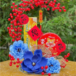 Set Tráp Đông Đào Hoa Mộc Lan - Trang Trí Bánh Tết Phúc Lộc Thọ - Set Đồng Đào Tài Lộc Trang Trí Tết - SDDTTT01