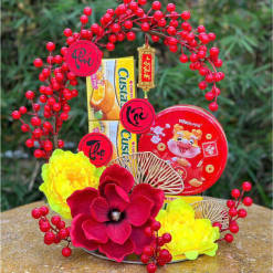 Set Tráp Đông Đào Hoa Mộc Lan - Trang Trí Bánh Tết Phúc Lộc Thọ - Set Đồng Đào Tài Lộc Trang Trí Tết - SDDTTT01