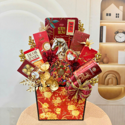 Giỏ Quà Tết Đỏ Bính Ngọ 12 Món - Quà Tặng Tết Sang Trọng - Quà Trang Trí Tết - QTTT04