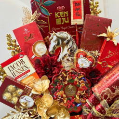 Giỏ Quà Tết Đỏ Bính Ngọ 12 Món - Quà Tặng Tết Sang Trọng - Quà Trang Trí Tết - QTTT04