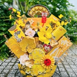 Giỏ Quà Tết Set 13 Món Cao Cấp Vàng Đỏ Xanh Dương - Quà Tặng Tết Sang Trọng - Quà Trang Trí Tết - QTTT09