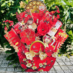 Giỏ Quà Tết Set 13 Món Cao Cấp Vàng Đỏ Xanh Dương - Quà Tặng Tết Sang Trọng - Quà Trang Trí Tết - QTTT09