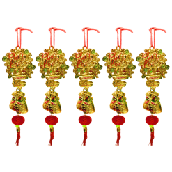 Túi 5 Dây Liễn Treo Túi Tiền Nơ Treo Cây Cảnh Trang Trí Tết - Móc Khóa Túi Thần Tài - TLN07