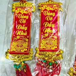 Set 5 Liễn Nhung Đỏ Trang Trí Tết - Liễn Câu Đối Đỏ Nhung Treo Cây Size Vừa - TLN15