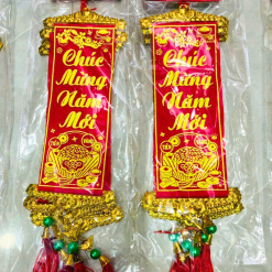 Set 5 Liễn Nhung Đỏ Trang Trí Tết - Liễn Câu Đối Đỏ Nhung Treo Cây Size Vừa - TLN15