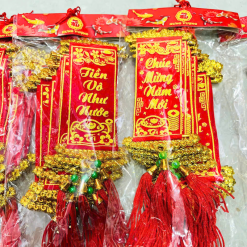 Set 10 Liễn Nhung Đỏ Trang Trí Tết - Liễn Câu Đối Đỏ Nhung Treo Cây Size Mini - TLN16