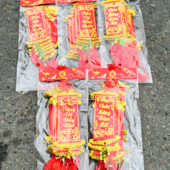 Set 10 Liễn Nhung Đỏ Trang Trí Tết - Liễn Câu Đối Đỏ Nhung Treo Cây Size Mini - TLN16