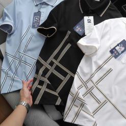 Áo Thun Nam Polo - Áo Thun Cổ Bẻ Nam Thêu Logo Chữ R Trước Ngực Và Phối Sọc Ở Vạt Áo Sang Trọng Có Big Size - CS294