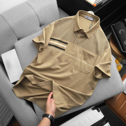 Áo Thun Nam Polo - Áo Thun Cổ Bẻ Nam Phối Sọc Có Túi Trước Ngực Sang Trọng Có Big Size - CS295