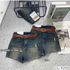 Quần Short Jean Nữ Thêu Logo Không Co Giãn Đứng Form Chuẩn - QG293