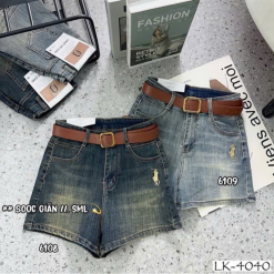 Quần Short Jean Nữ Thêu Logo Không Co Giãn Đứng Form Chuẩn - QG293